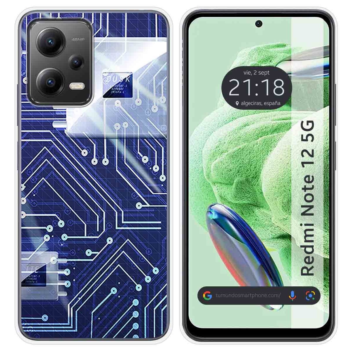 Funda Silicona compatible con Xiaomi Redmi Note 12 5G diseño Circuito Dibujos