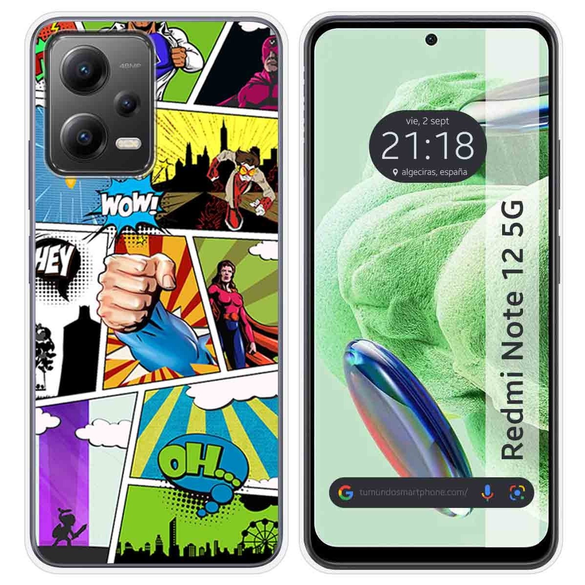 Funda Silicona compatible con Xiaomi Redmi Note 12 5G diseño Comic Dibujos