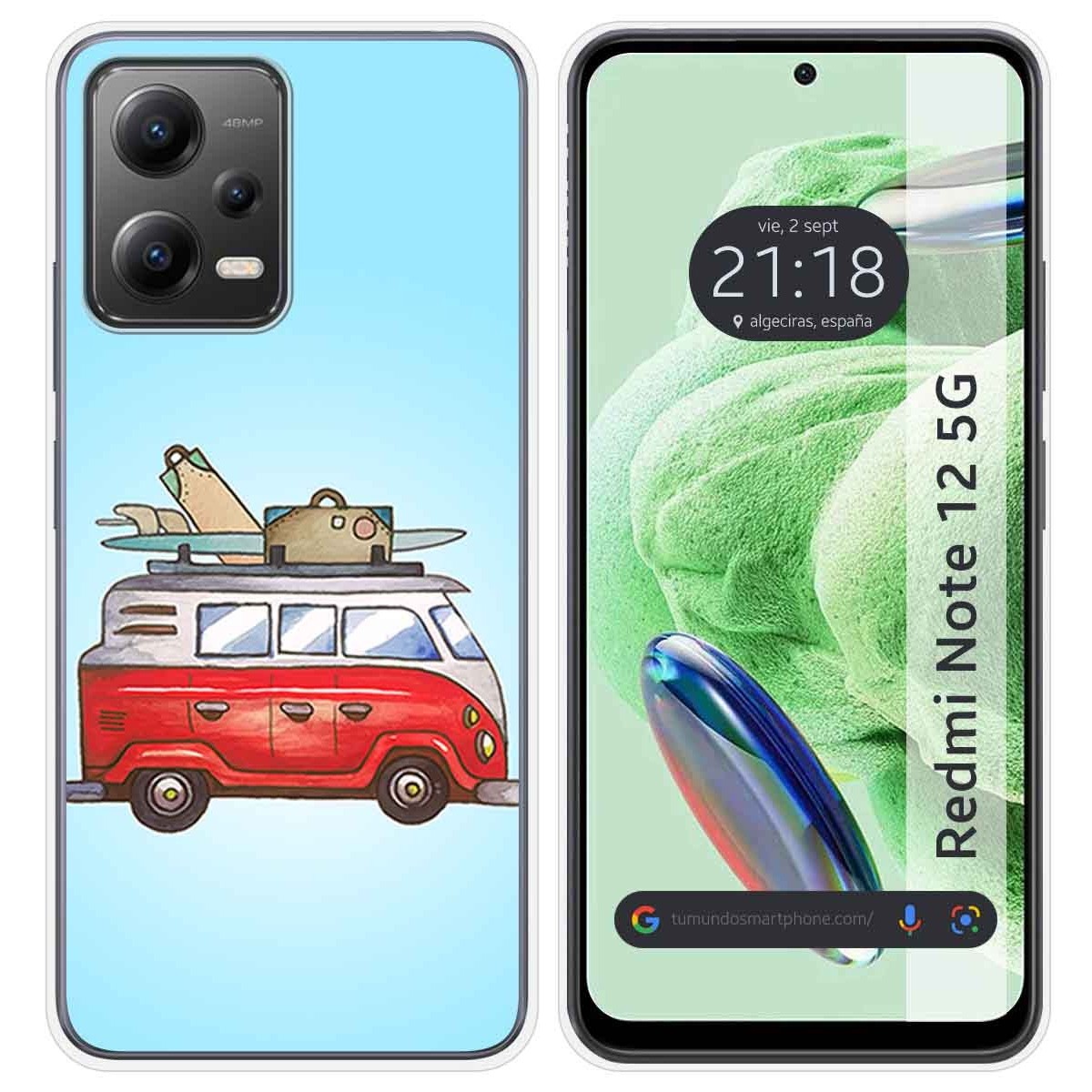 Funda Silicona compatible con Xiaomi Redmi Note 12 5G diseño Furgoneta Dibujos