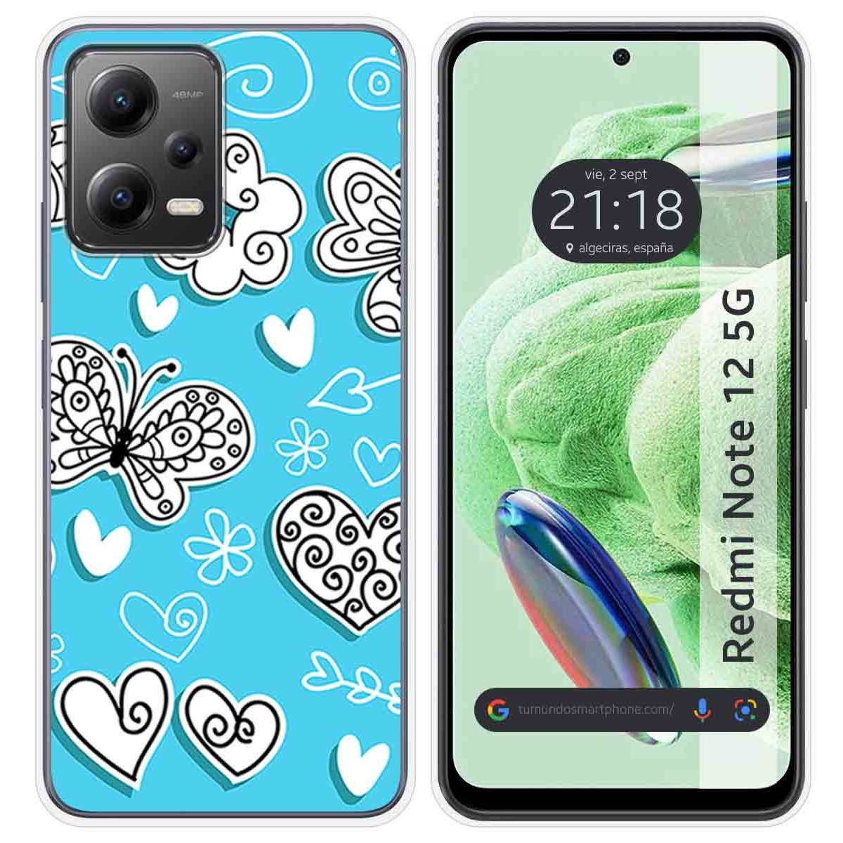 Funda Silicona compatible con Xiaomi Redmi Note 12 5G diseño Mariposas Dibujos