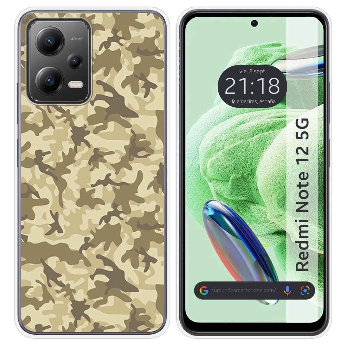 Funda Silicona compatible con Xiaomi Redmi Note 12 5G diseño Sand Camuflaje Dibujos