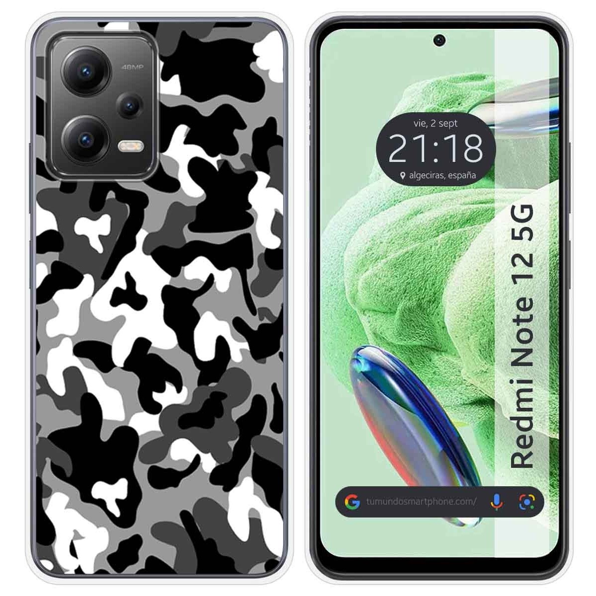 Funda Silicona compatible con Xiaomi Redmi Note 12 5G diseño Snow Camuflaje Dibujos