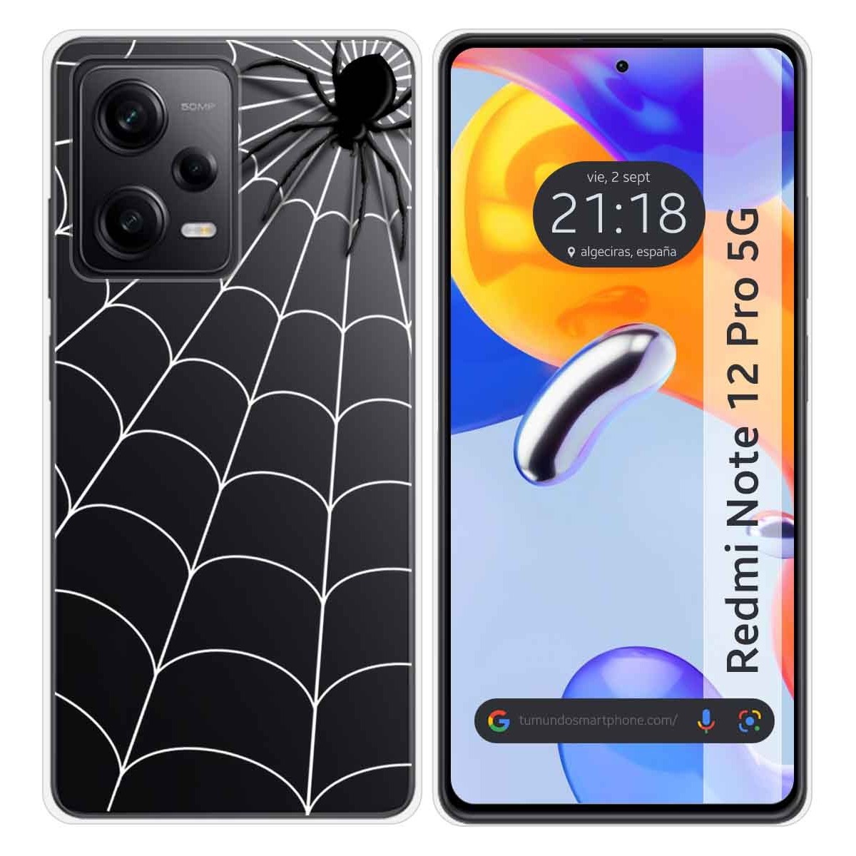 Funda Silicona Transparente compatible con Xiaomi Redmi Note 12 Pro 5G diseño Araña Dibujos