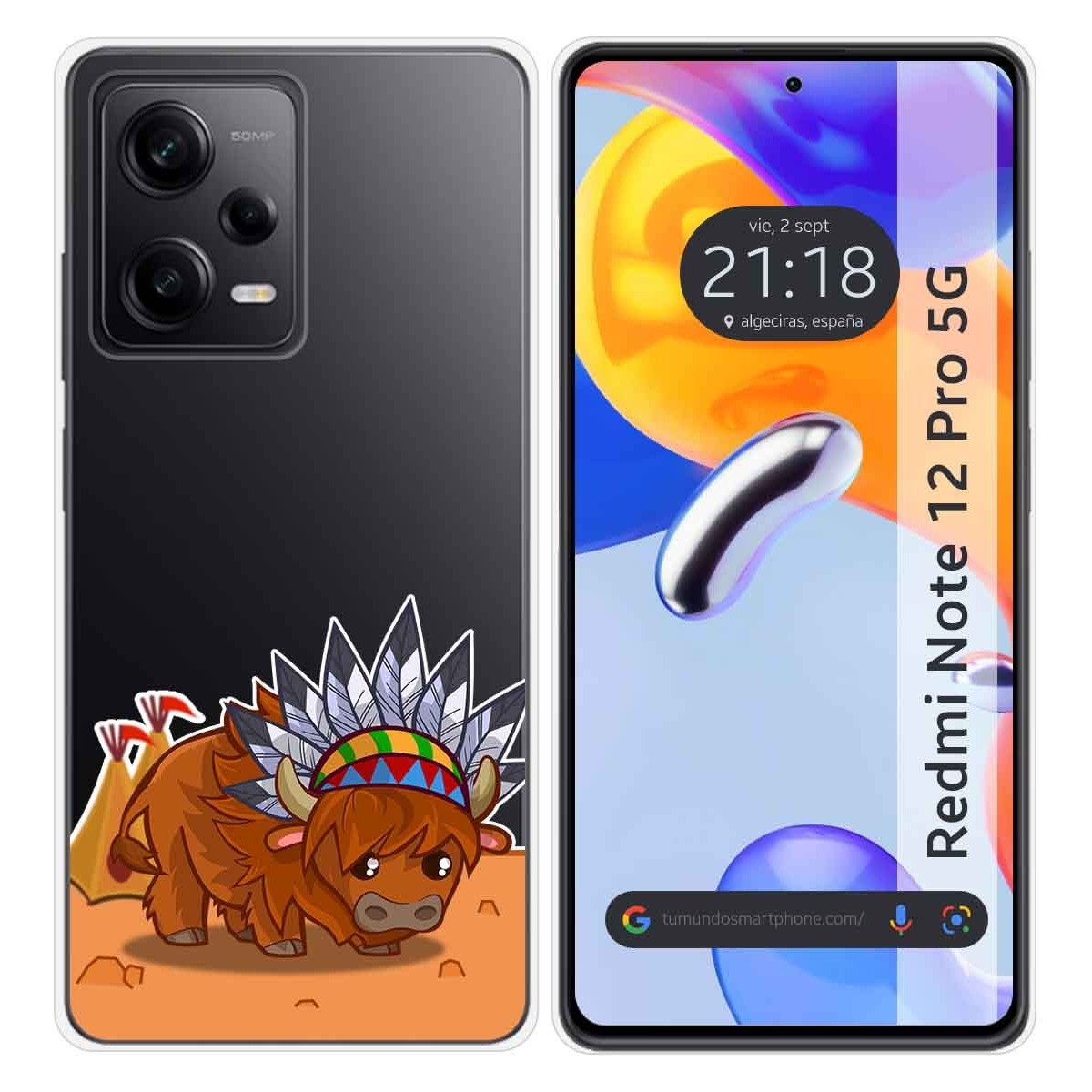 Funda Silicona Transparente compatible con Xiaomi Redmi Note 12 Pro 5G diseño Bufalo Dibujos