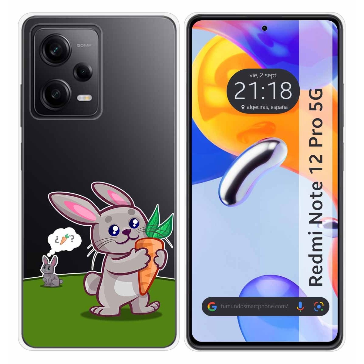 Funda Silicona Transparente compatible con Xiaomi Redmi Note 12 Pro 5G diseño Conejo Dibujos
