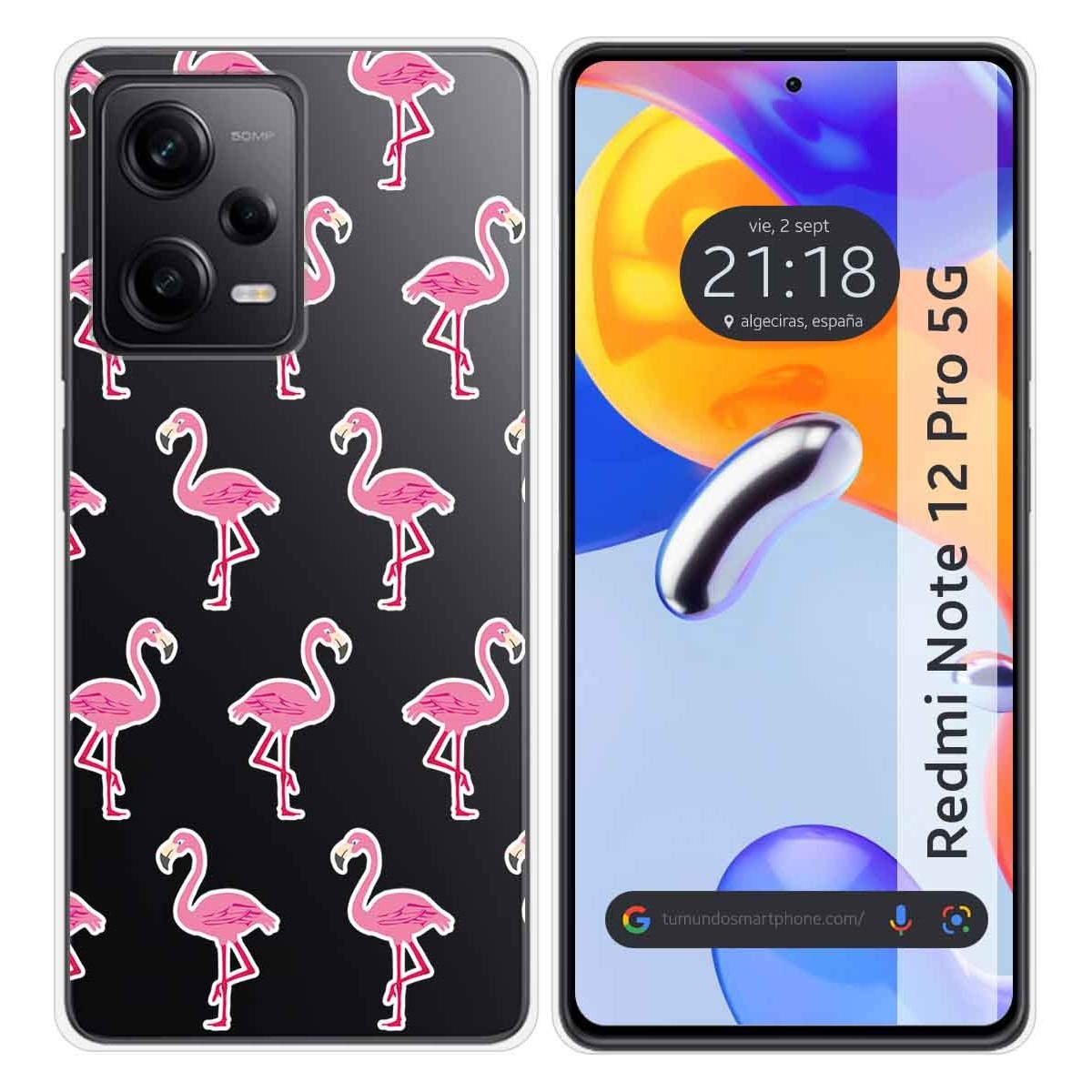 Funda Silicona Transparente compatible con Xiaomi Redmi Note 12 Pro 5G diseño Flamenco Dibujos