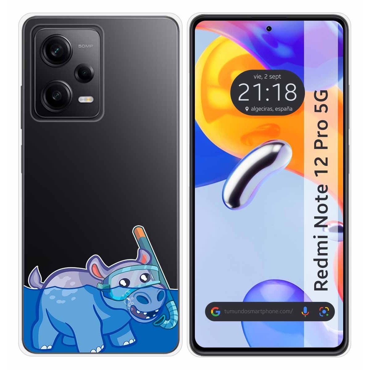 Funda Silicona Transparente compatible con Xiaomi Redmi Note 12 Pro 5G diseño Hipo Dibujos