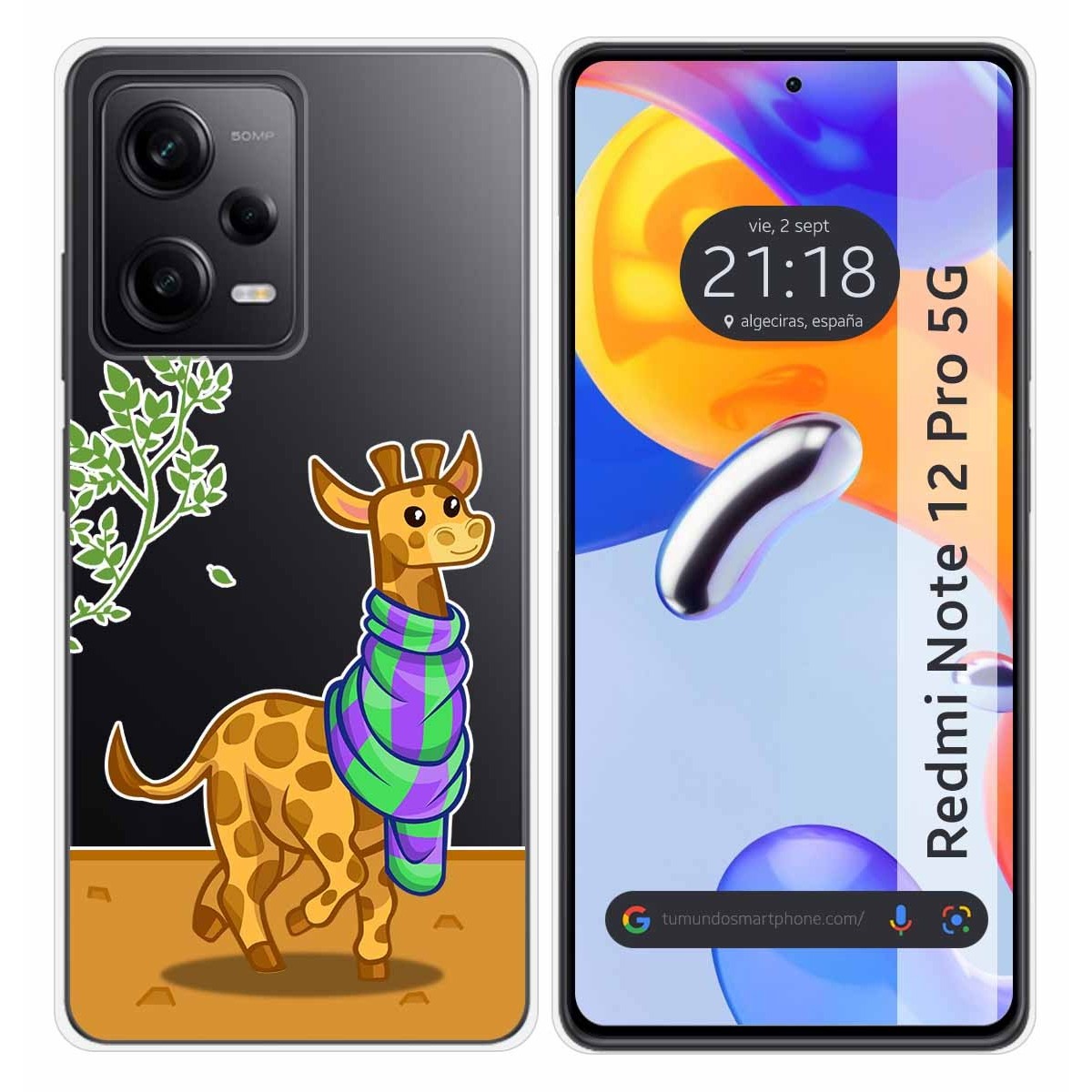 Funda Silicona Transparente compatible con Xiaomi Redmi Note 12 Pro 5G diseño Jirafa Dibujos