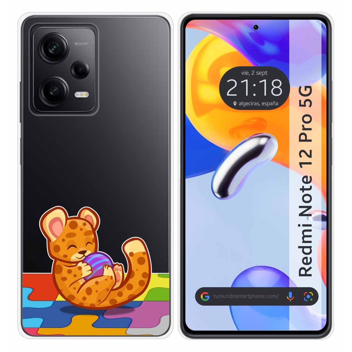 Funda Silicona Transparente compatible con Xiaomi Redmi Note 12 Pro 5G diseño Leopardo Dibujos