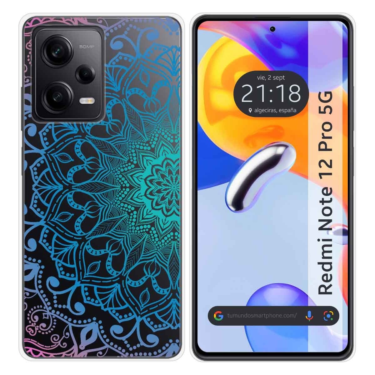 Funda Silicona Transparente compatible con Xiaomi Redmi Note 12 Pro 5G diseño Mandala Dibujos