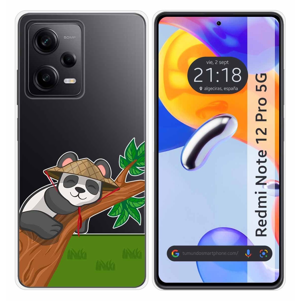 Funda Silicona Transparente compatible con Xiaomi Redmi Note 12 Pro 5G diseño Panda Dibujos