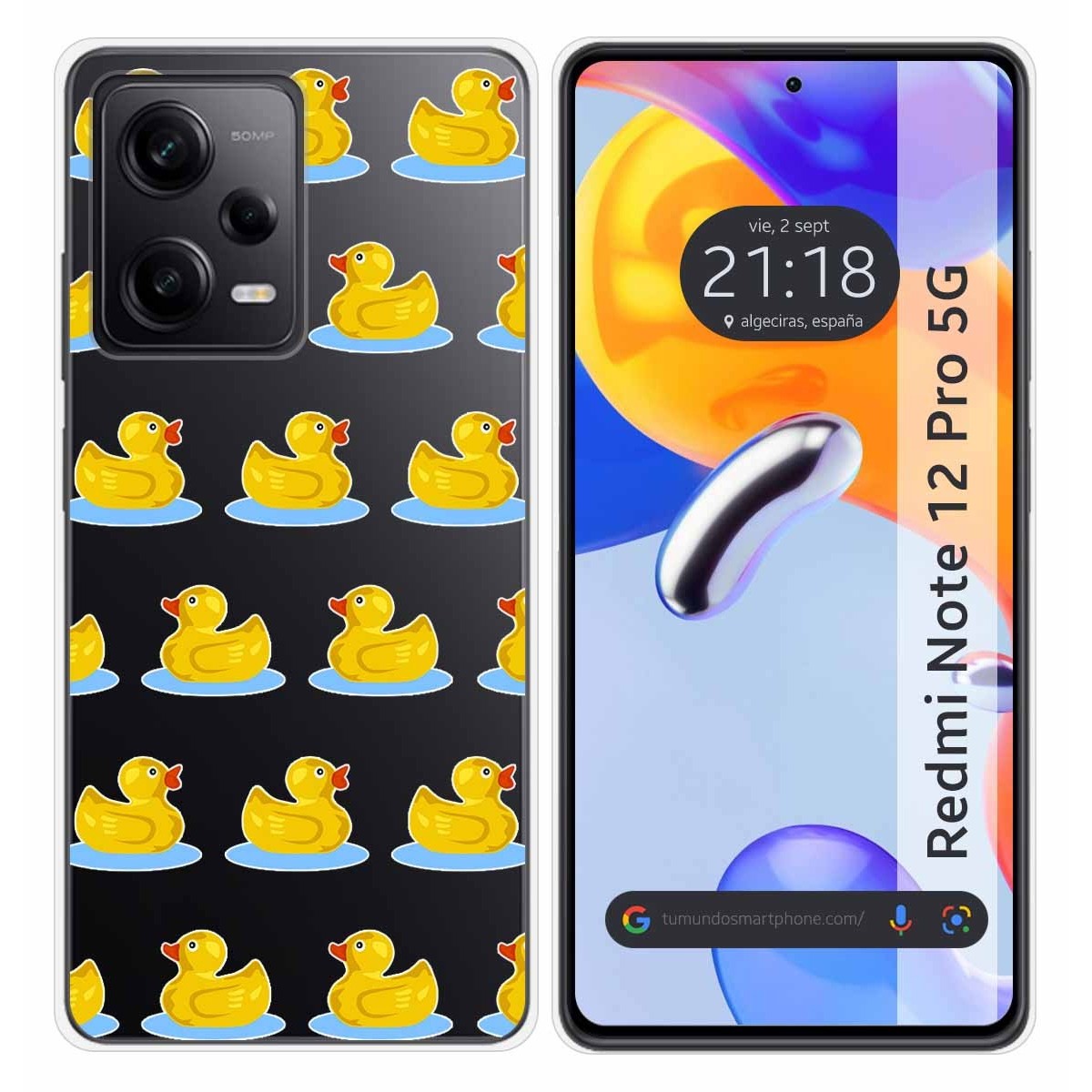 Funda Silicona Transparente compatible con Xiaomi Redmi Note 12 Pro 5G diseño Pato Dibujos