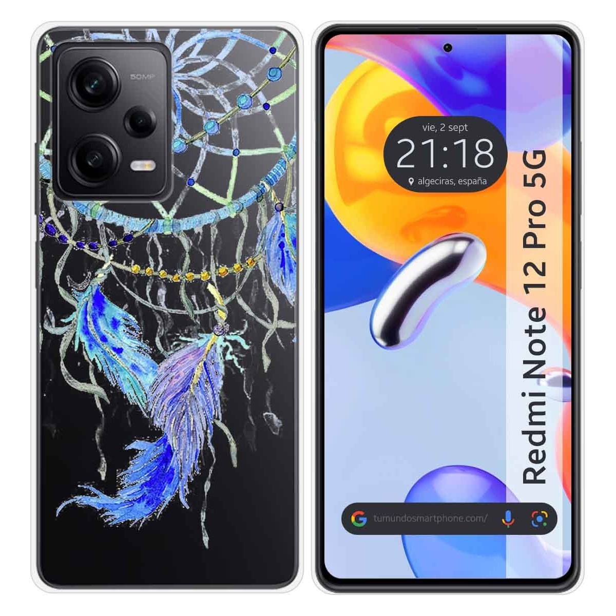 Funda Silicona Transparente compatible con Xiaomi Redmi Note 12 Pro 5G diseño Plumas Dibujos