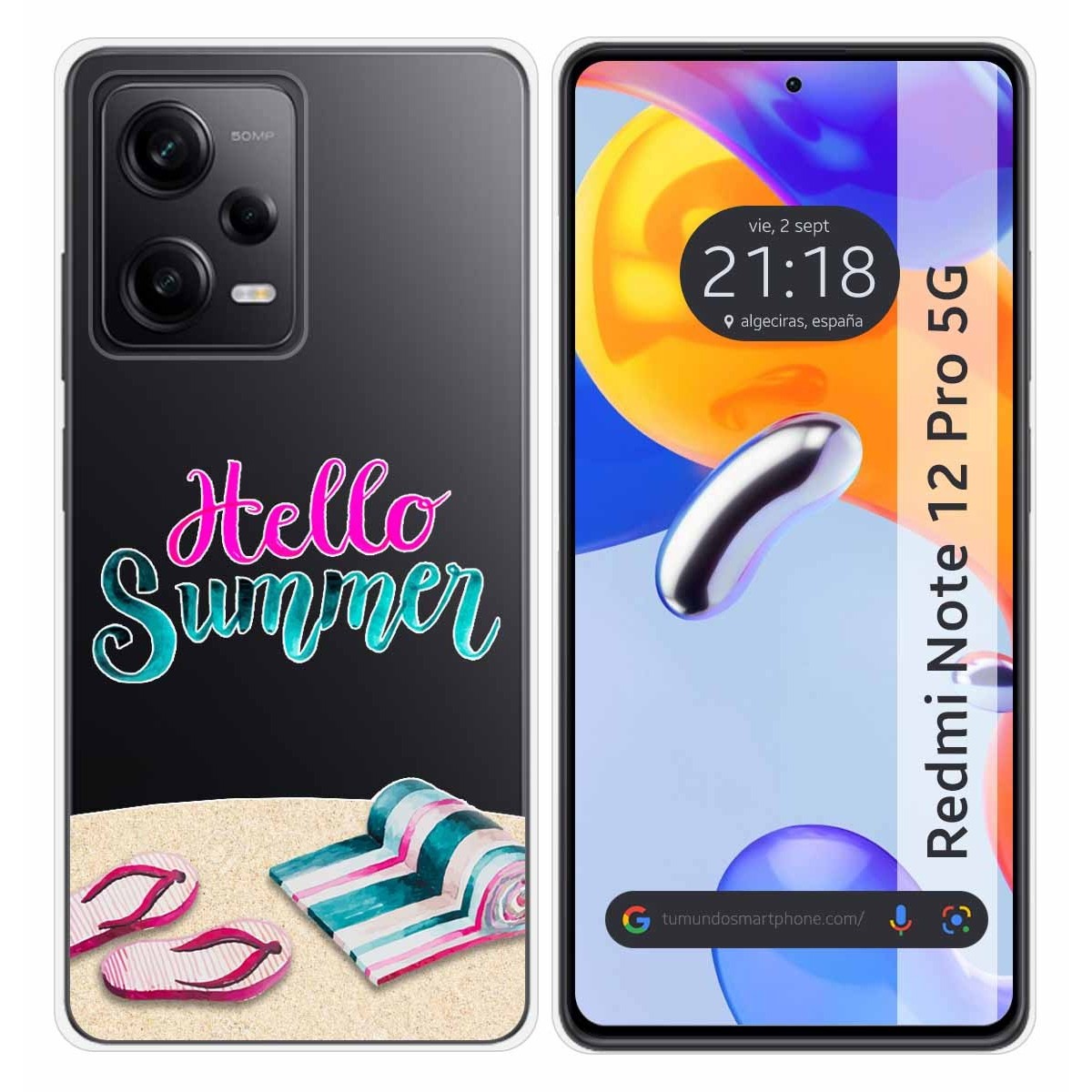 Funda Silicona Transparente compatible con Xiaomi Redmi Note 12 Pro 5G diseño Summer Dibujos