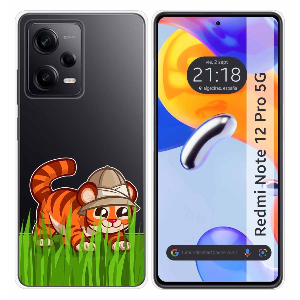 Funda Silicona Transparente compatible con Xiaomi Redmi Note 12 Pro 5G diseño Tigre Dibujos