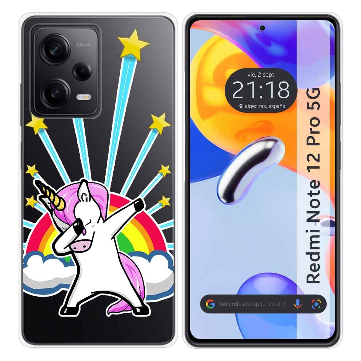 Funda Silicona Transparente compatible con Xiaomi Redmi Note 12 Pro 5G diseño Unicornio Dibujos