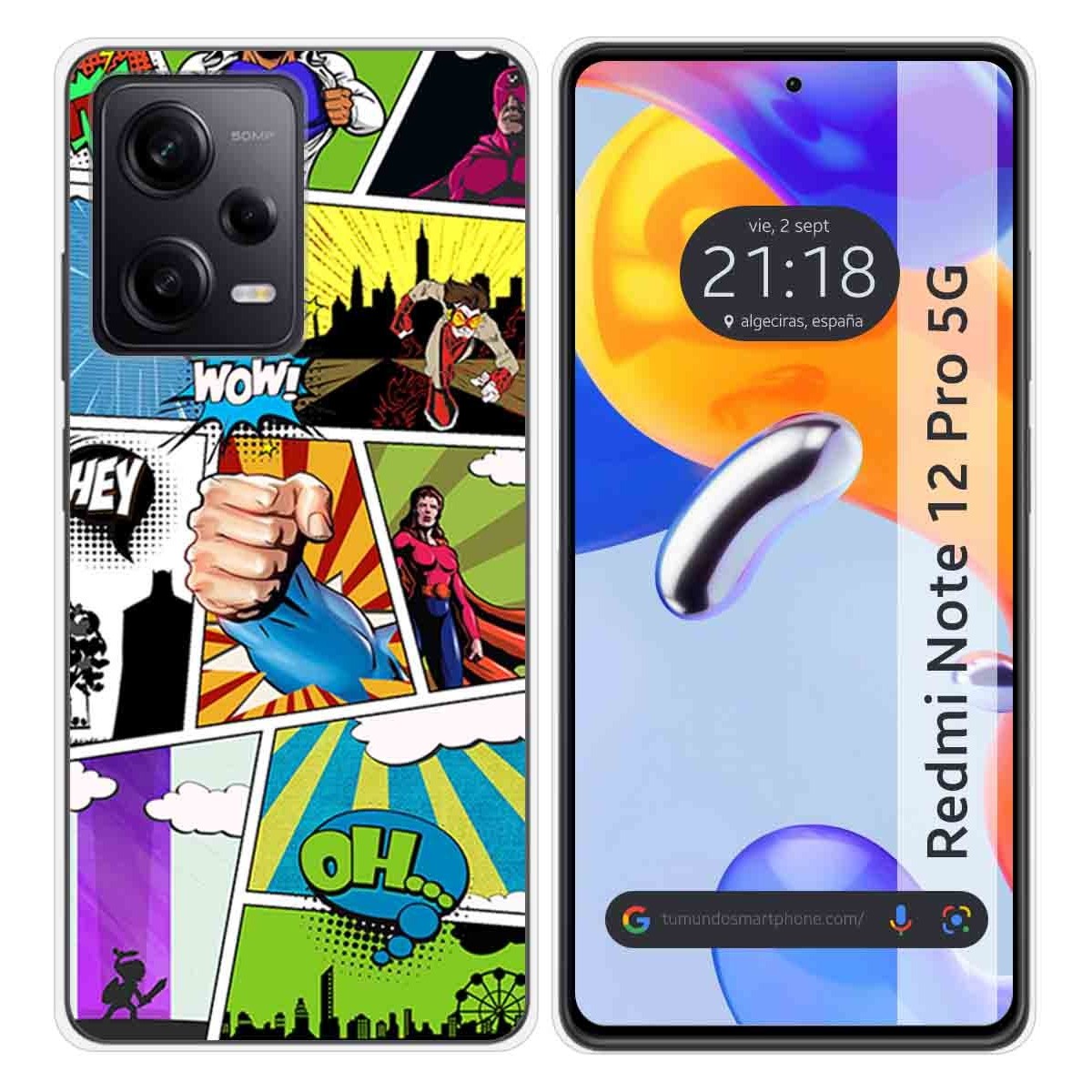 Funda Silicona compatible con Xiaomi Redmi Note 12 Pro 5G diseño Comic Dibujos