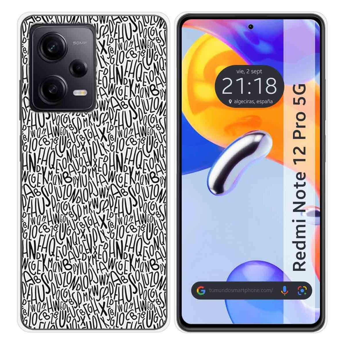 Funda Silicona compatible con Xiaomi Redmi Note 12 Pro 5G diseño Letras Dibujos