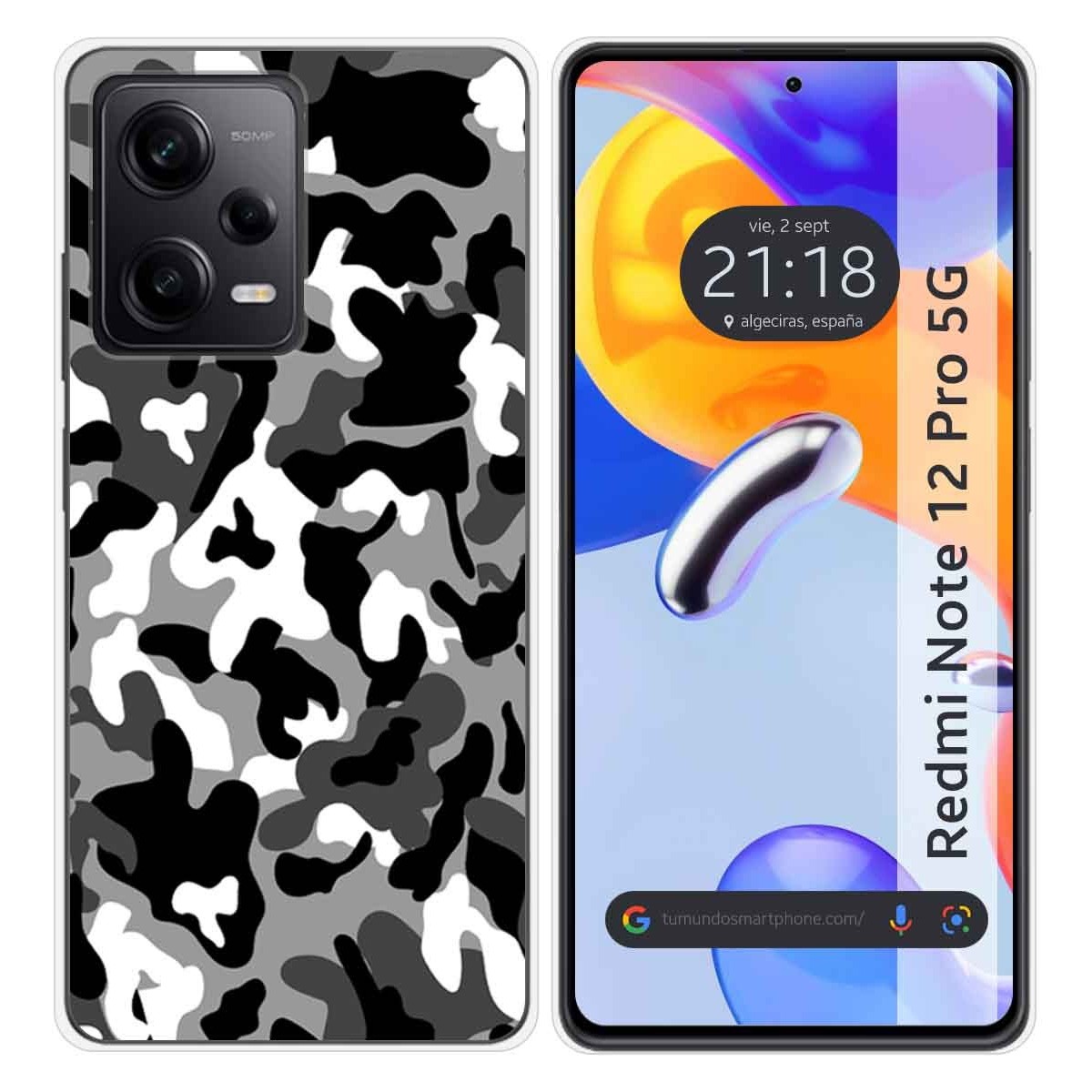 Funda Silicona compatible con Xiaomi Redmi Note 12 Pro 5G diseño Snow Camuflaje Dibujos