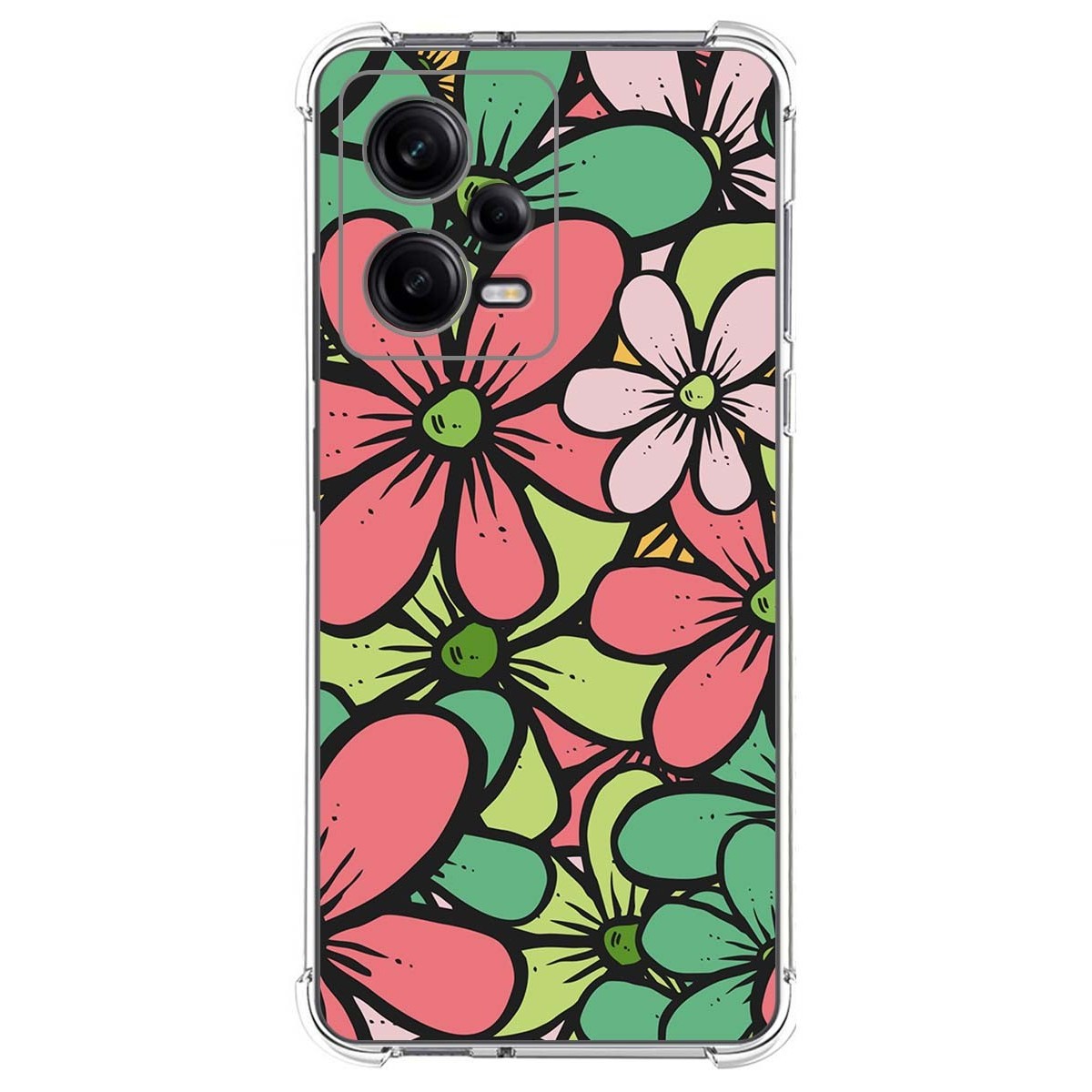 Funda Silicona Antigolpes compatible con Xiaomi Redmi Note 12 Pro 5G diseño Flores 02 Dibujos