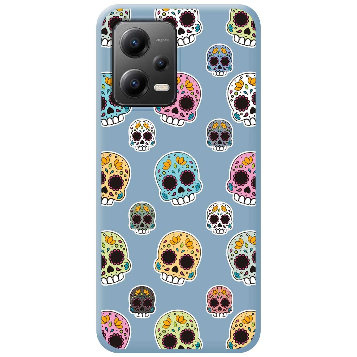 Funda Silicona Líquida Azul compatible con Xiaomi Redmi Note 12 5G diseño Catrina Dibujos