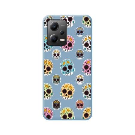 Funda Silicona Líquida Azul compatible con Xiaomi Redmi Note 12 5G diseño Catrina Dibujos