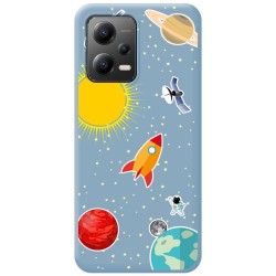 Funda Silicona Líquida Azul compatible con Xiaomi Redmi Note 12 5G diseño Espacio Dibujos