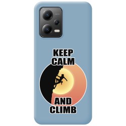Funda Silicona Líquida Azul compatible con Xiaomi Redmi Note 12 5G diseño Mujer Escalada Dibujos