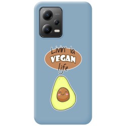 Funda Silicona Líquida Azul compatible con Xiaomi Redmi Note 12 5G diseño Vegan Life Dibujos