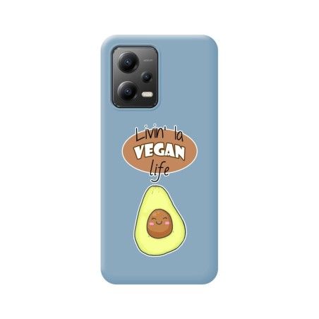 Funda Silicona Líquida Azul compatible con Xiaomi Redmi Note 12 5G diseño Vegan Life Dibujos