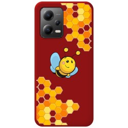 Funda Silicona Líquida Roja compatible con Xiaomi Redmi Note 12 5G diseño Abeja Dibujos