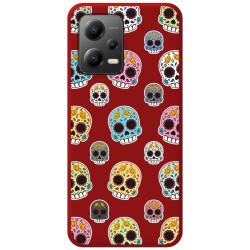 Funda Silicona Líquida Roja compatible con Xiaomi Redmi Note 12 5G diseño Catrina Dibujos