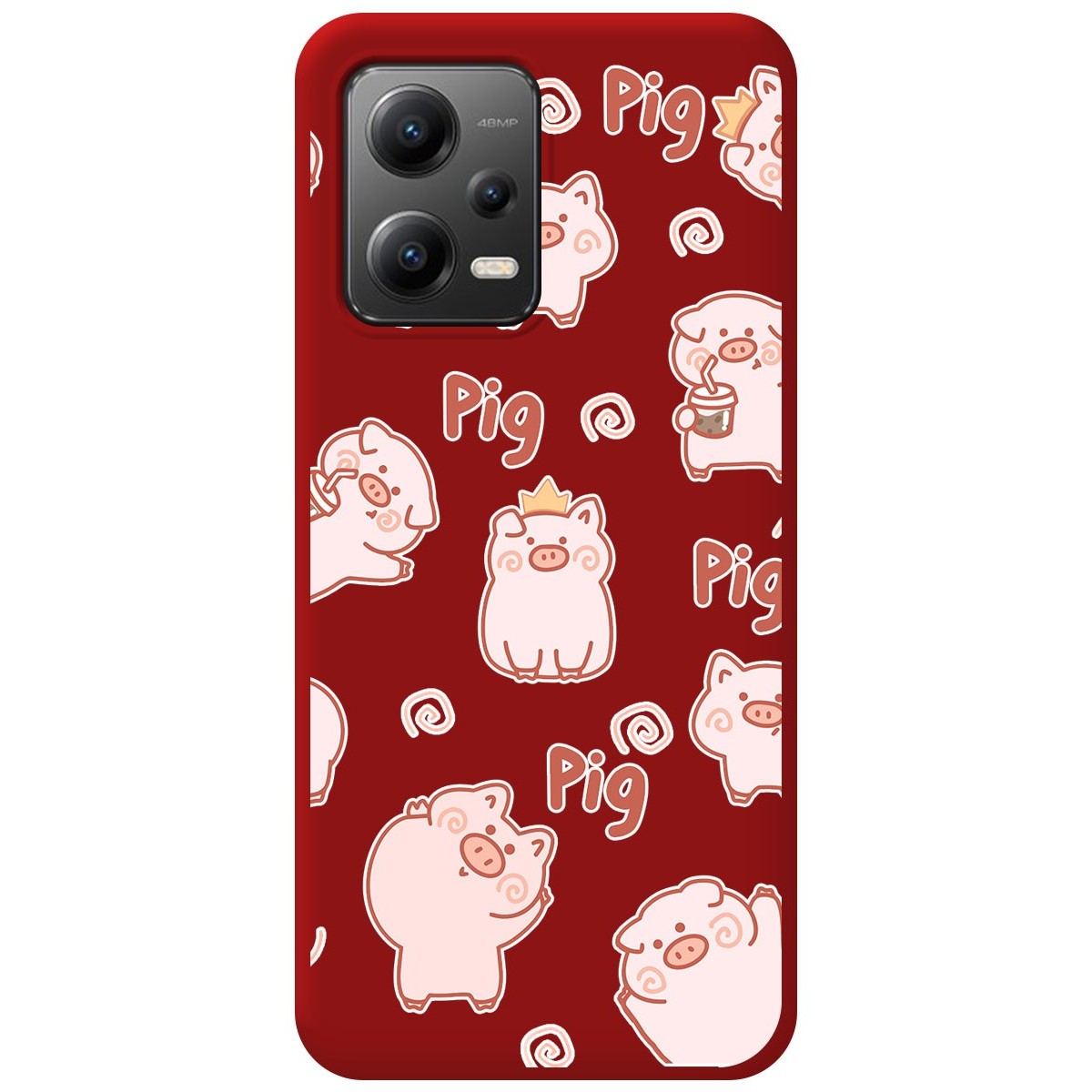 Funda Silicona Líquida Roja compatible con Xiaomi Redmi Note 12 5G diseño Cerdos Dibujos