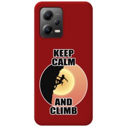 Funda Silicona Líquida Roja compatible con Xiaomi Redmi Note 12 5G diseño Mujer Escalada Dibujos