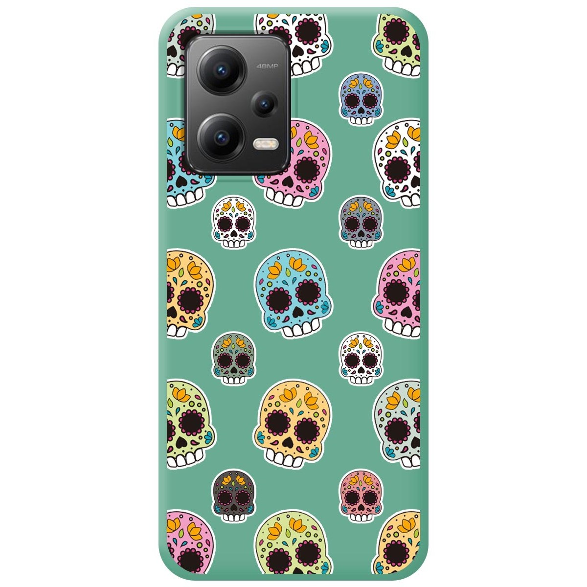 Funda Silicona Líquida Verde compatible con Xiaomi Redmi Note 12 5G diseño Catrina Dibujos