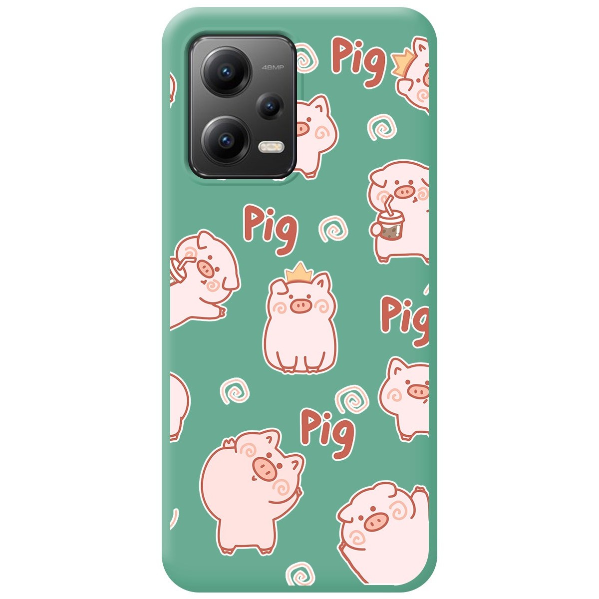 Funda Silicona Líquida Verde compatible con Xiaomi Redmi Note 12 5G diseño Cerdos Dibujos