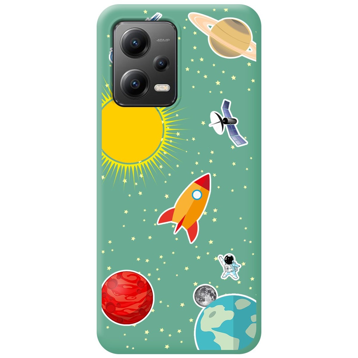 Funda Silicona Líquida Verde compatible con Xiaomi Redmi Note 12 5G diseño Espacio Dibujos