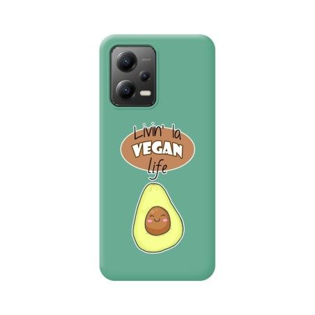Funda Silicona Líquida Verde compatible con Xiaomi Redmi Note 12 5G diseño Vegan Life Dibujos