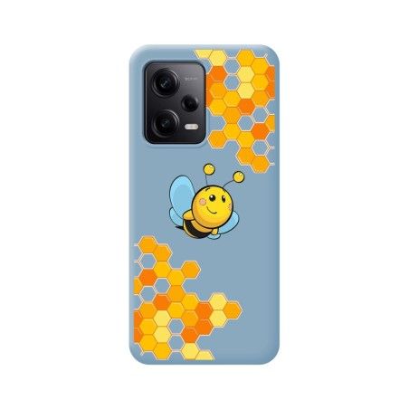 Funda Silicona Líquida Azul compatible con Xiaomi Redmi Note 12 Pro 5G diseño Abeja Dibujos