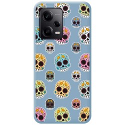 Funda Silicona Líquida Azul compatible con Xiaomi Redmi Note 12 Pro 5G diseño Catrina Dibujos