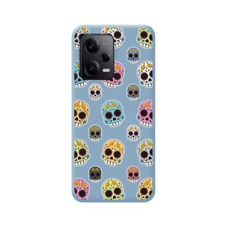 Funda Silicona Líquida Azul compatible con Xiaomi Redmi Note 12 Pro 5G diseño Catrina Dibujos