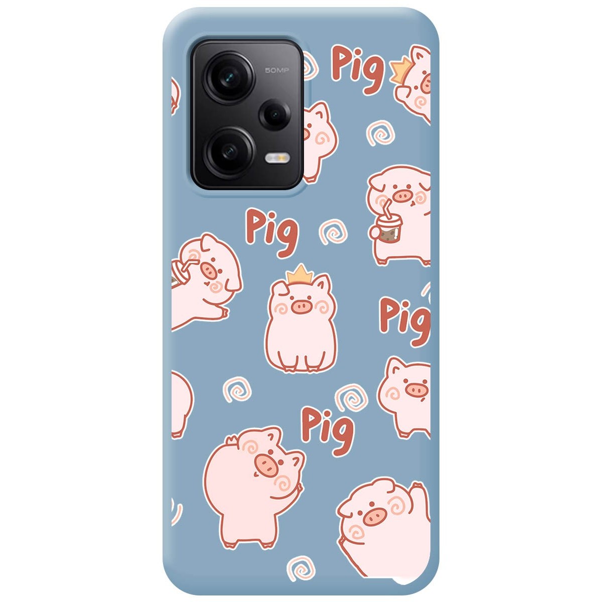 Funda Silicona Líquida Azul compatible con Xiaomi Redmi Note 12 Pro 5G diseño Cerdos Dibujos