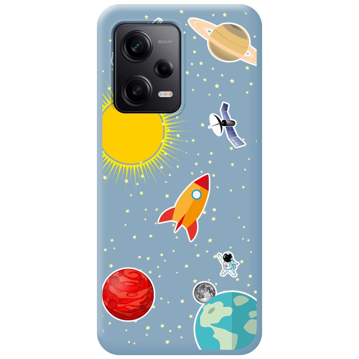 Funda Silicona Líquida Azul compatible con Xiaomi Redmi Note 12 Pro 5G diseño Espacio Dibujos