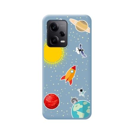 Funda Silicona Líquida Azul compatible con Xiaomi Redmi Note 12 Pro 5G diseño Espacio Dibujos