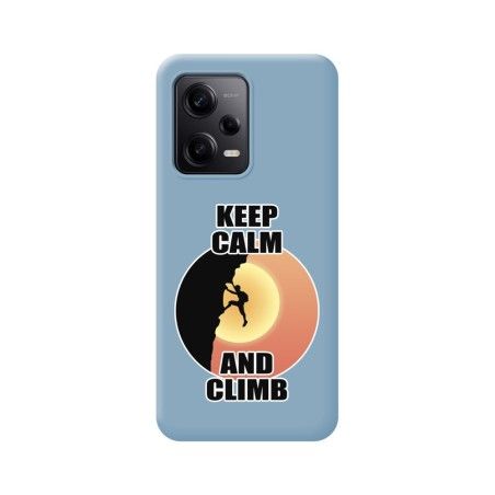 Funda Silicona Líquida Azul compatible con Xiaomi Redmi Note 12 Pro 5G diseño Hombre Escalada Dibujos