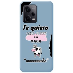 Funda Silicona Líquida Azul compatible con Xiaomi Redmi Note 12 Pro 5G diseño Vaca Dibujos