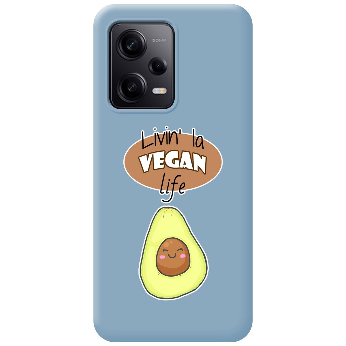 Funda Silicona Líquida Azul compatible con Xiaomi Redmi Note 12 Pro 5G diseño Vegan Life Dibujos