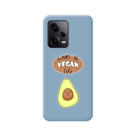 Funda Silicona Líquida Azul compatible con Xiaomi Redmi Note 12 Pro 5G diseño Vegan Life Dibujos