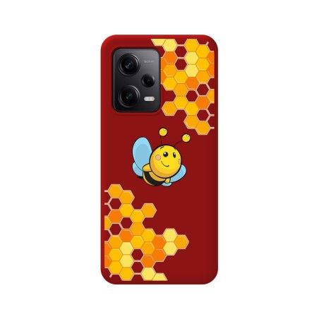 Funda Silicona Líquida Roja compatible con Xiaomi Redmi Note 12 Pro 5G diseño Abeja Dibujos
