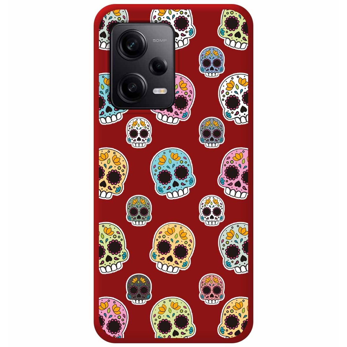 Funda Silicona Líquida Roja compatible con Xiaomi Redmi Note 12 Pro 5G diseño Catrina Dibujos